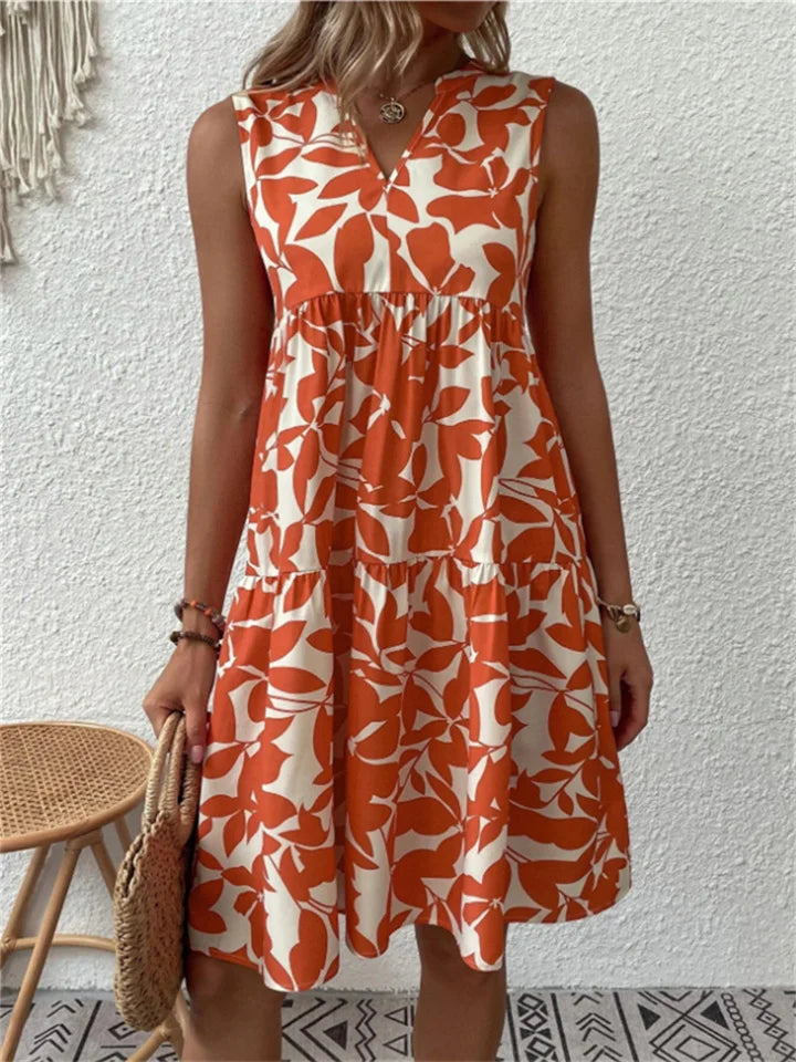Leaf Print Midi Dress