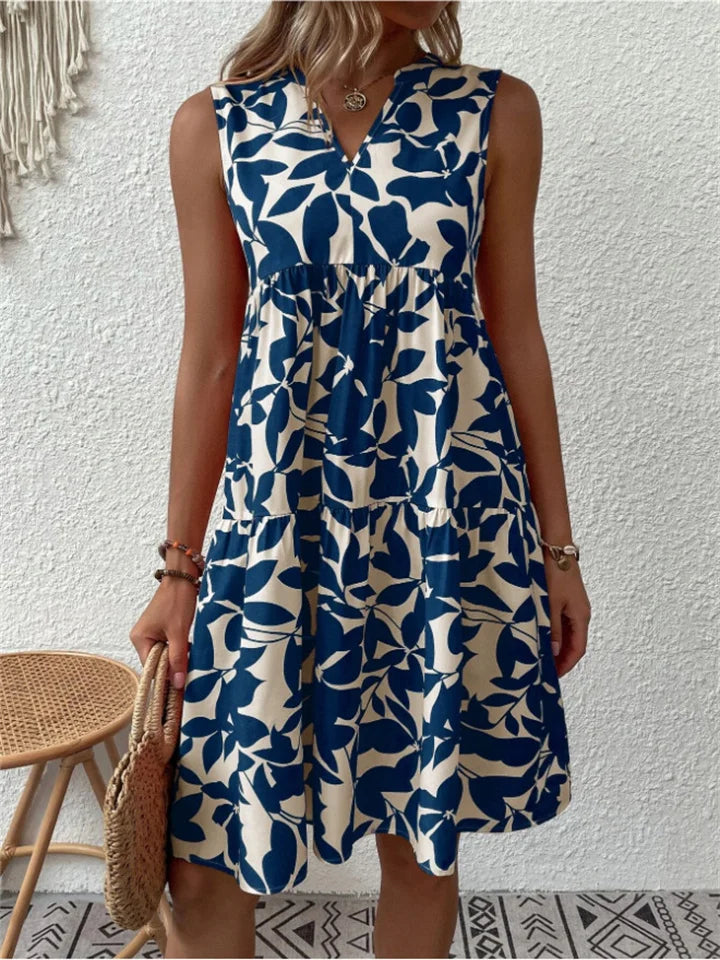 Leaf Print Midi Dress
