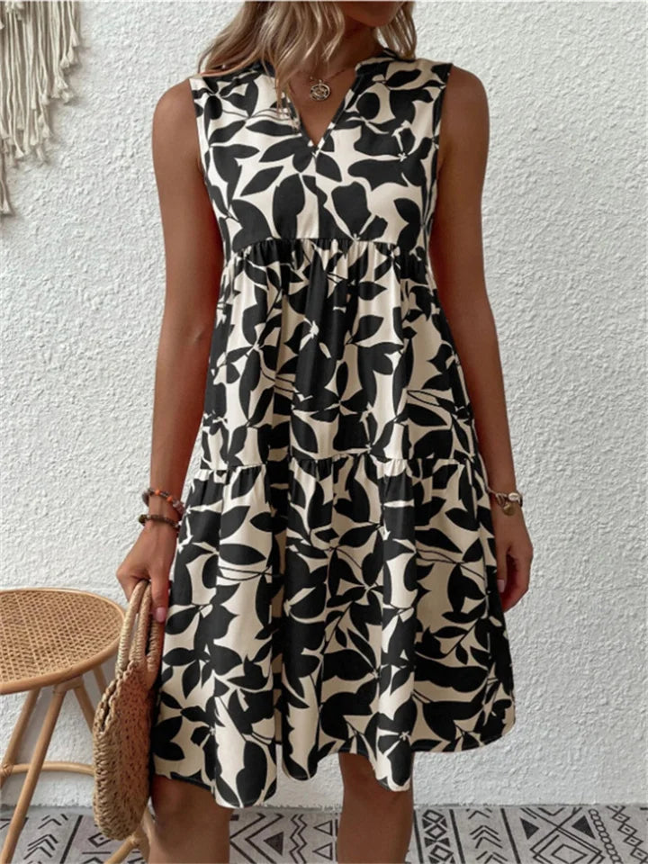 Leaf Print Midi Dress