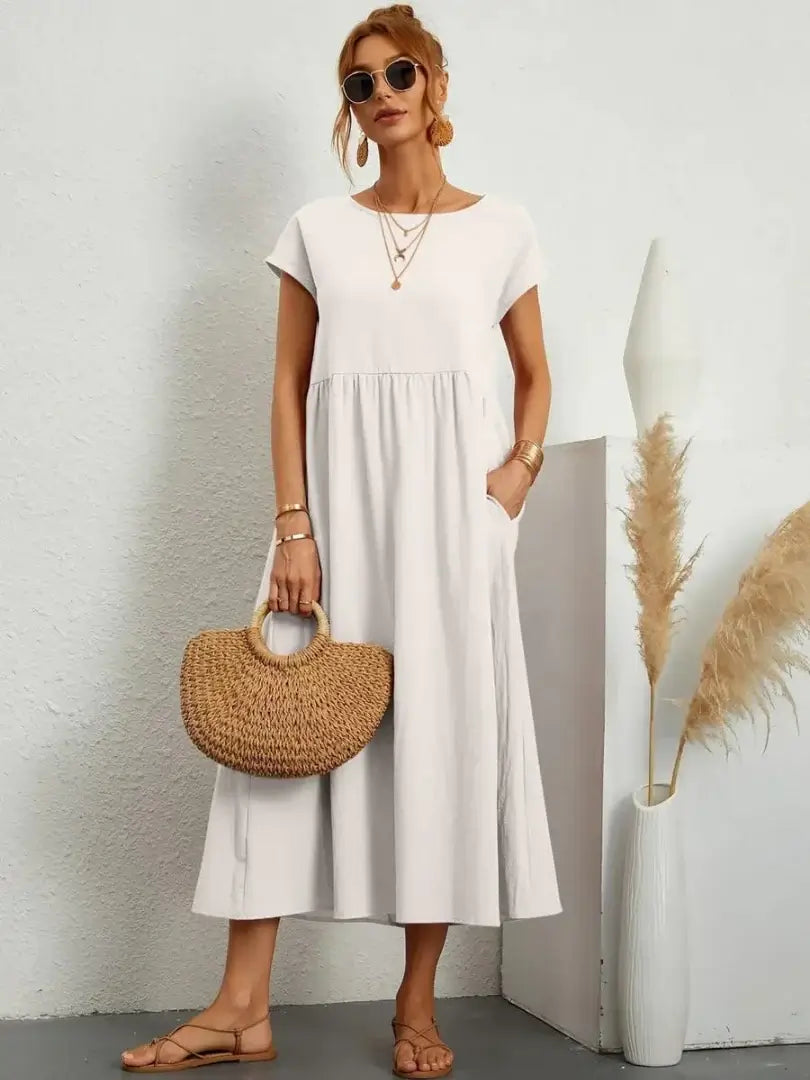 Relaxed Midi Dress with Pockets