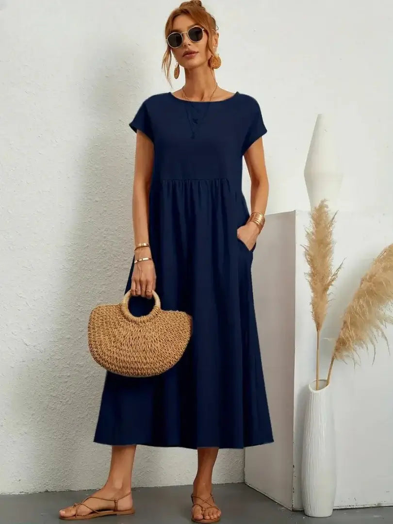Relaxed Midi Dress with Pockets