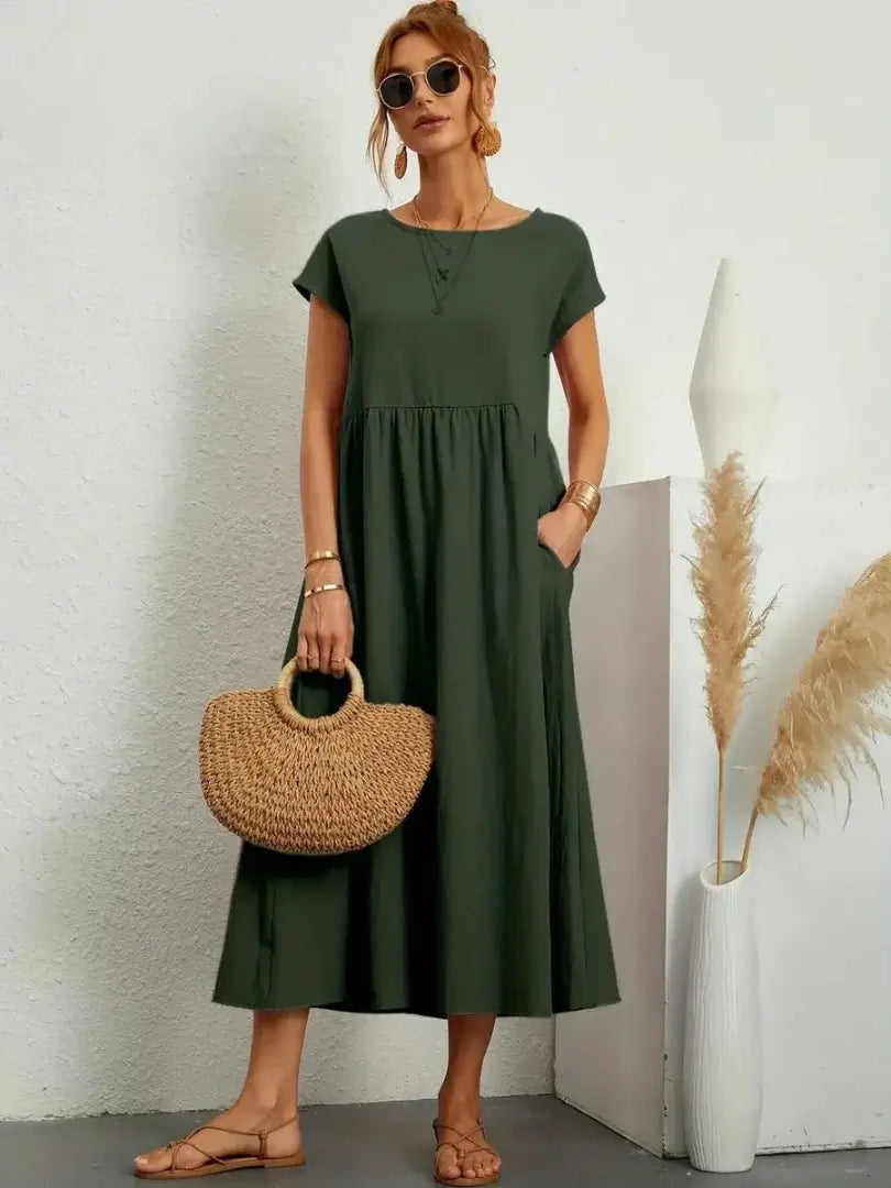 Relaxed Midi Dress with Pockets