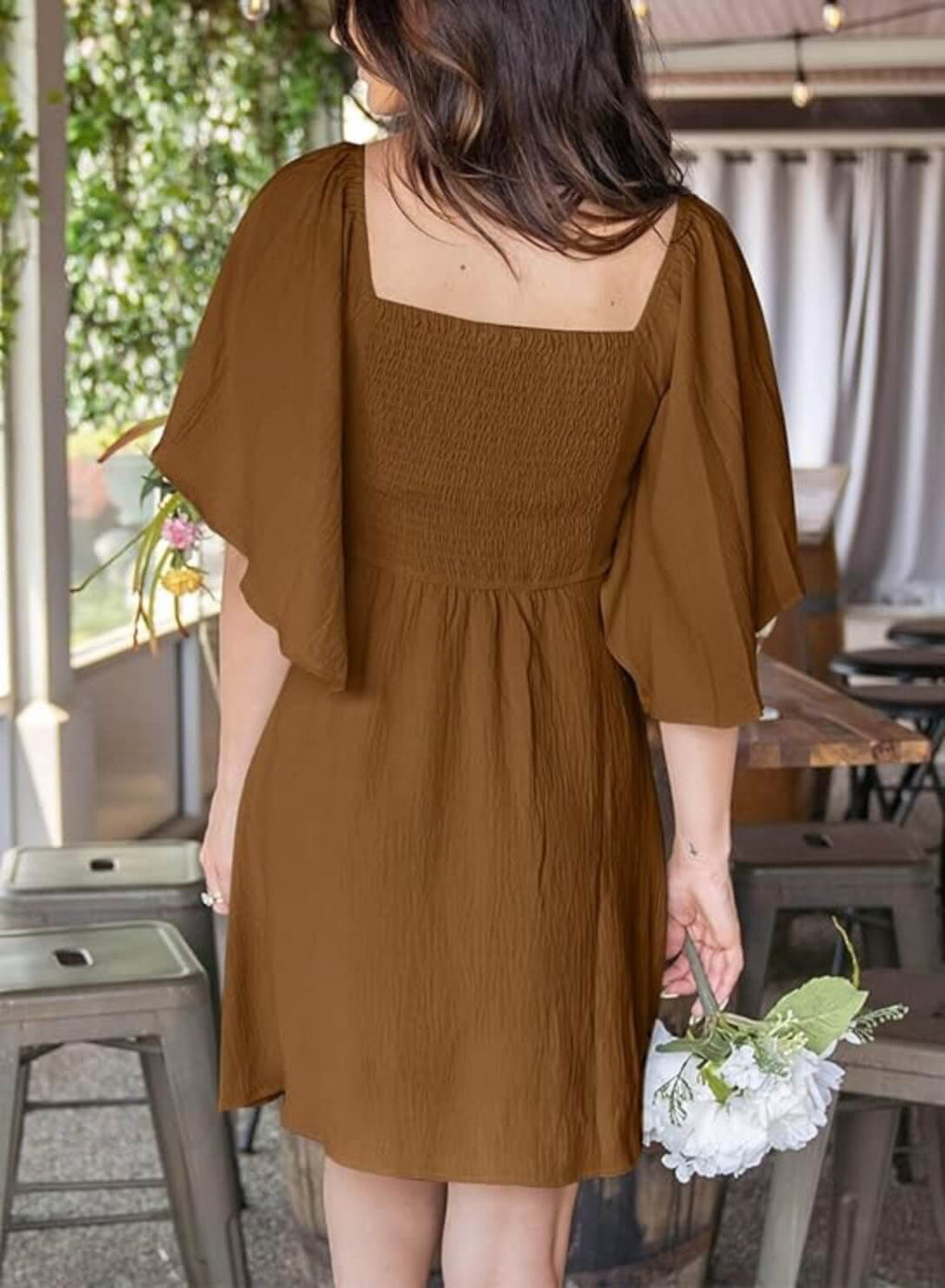 V-Neck Bow Tie Mini Dress