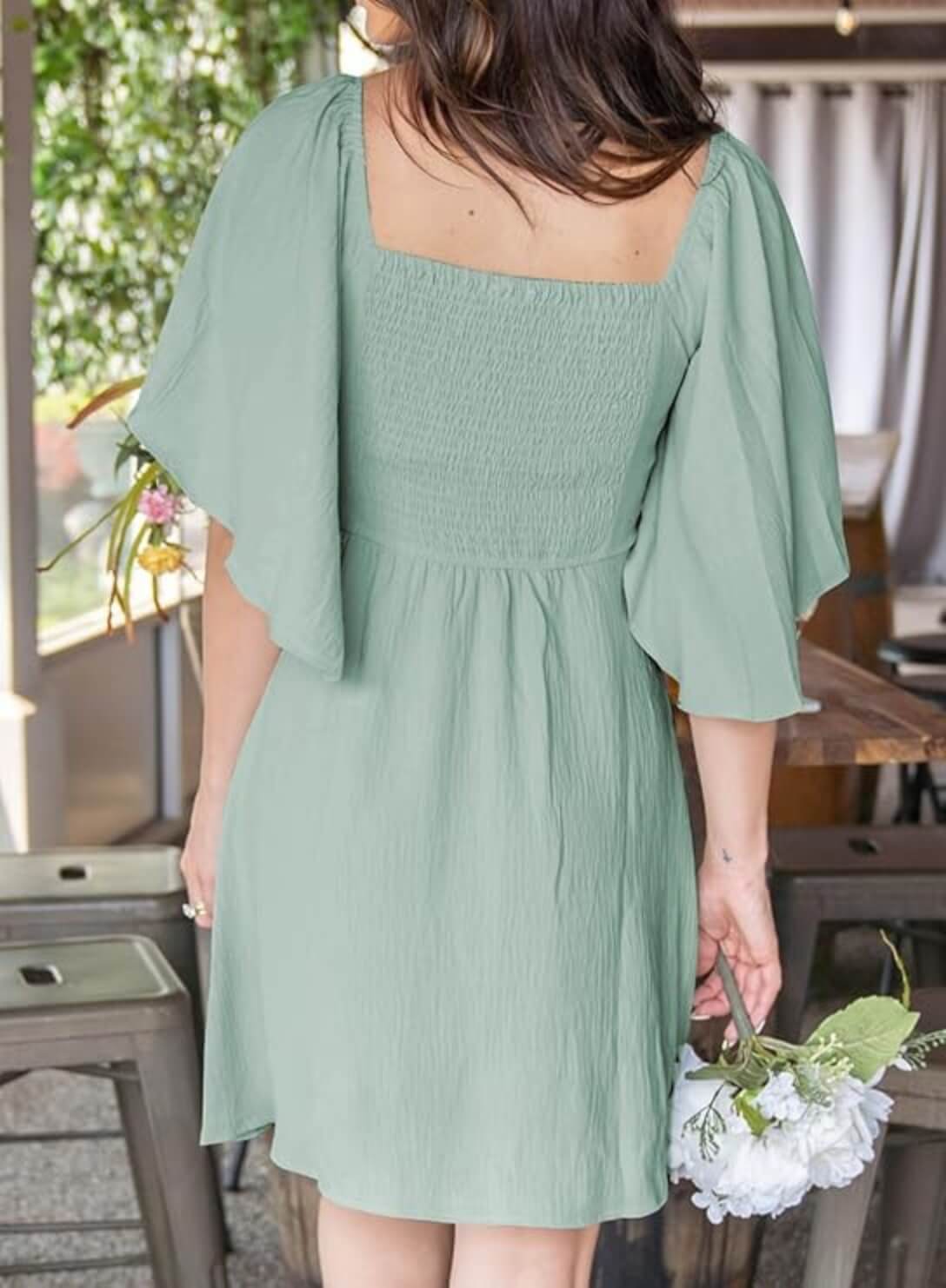 V-Neck Bow Tie Mini Dress