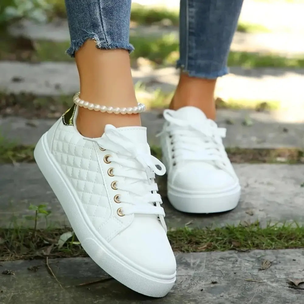 Comfort White Quilted Sneakers