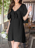 V-Neck Bow Tie Mini Dress