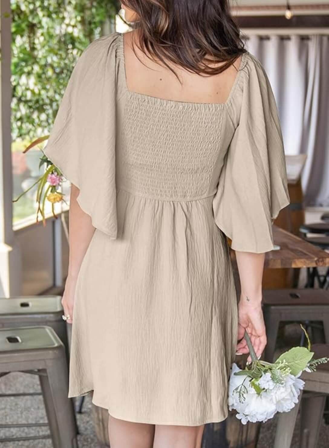 V-Neck Bow Tie Mini Dress