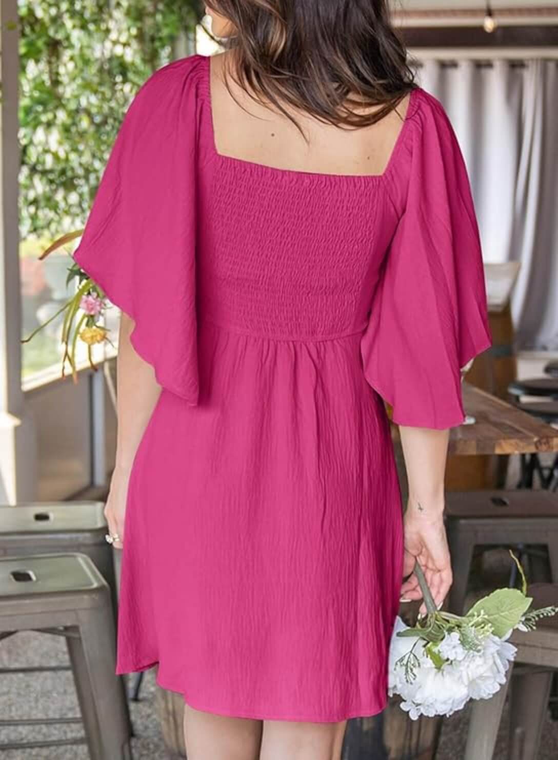 V-Neck Bow Tie Mini Dress