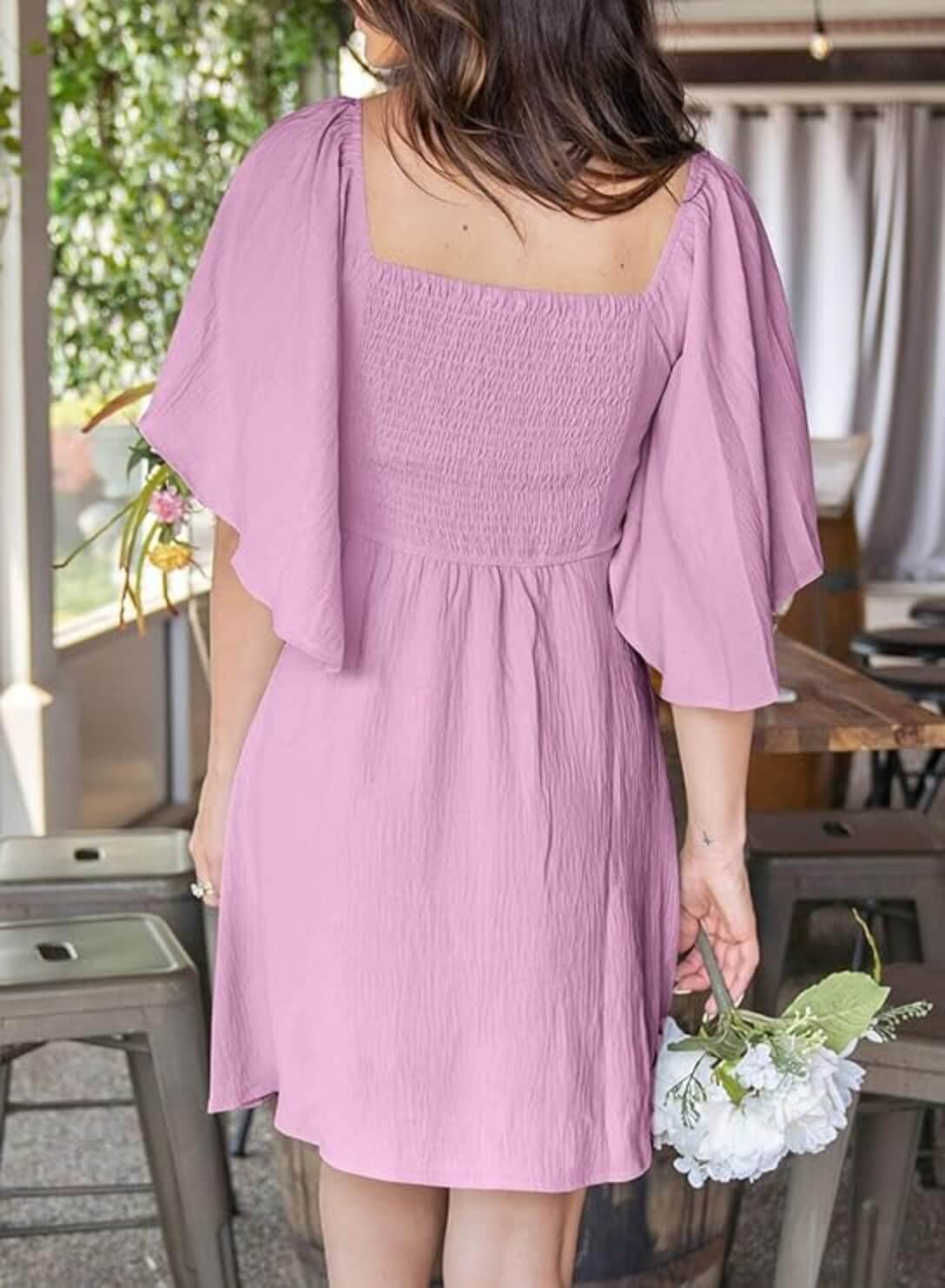 V-Neck Bow Tie Mini Dress