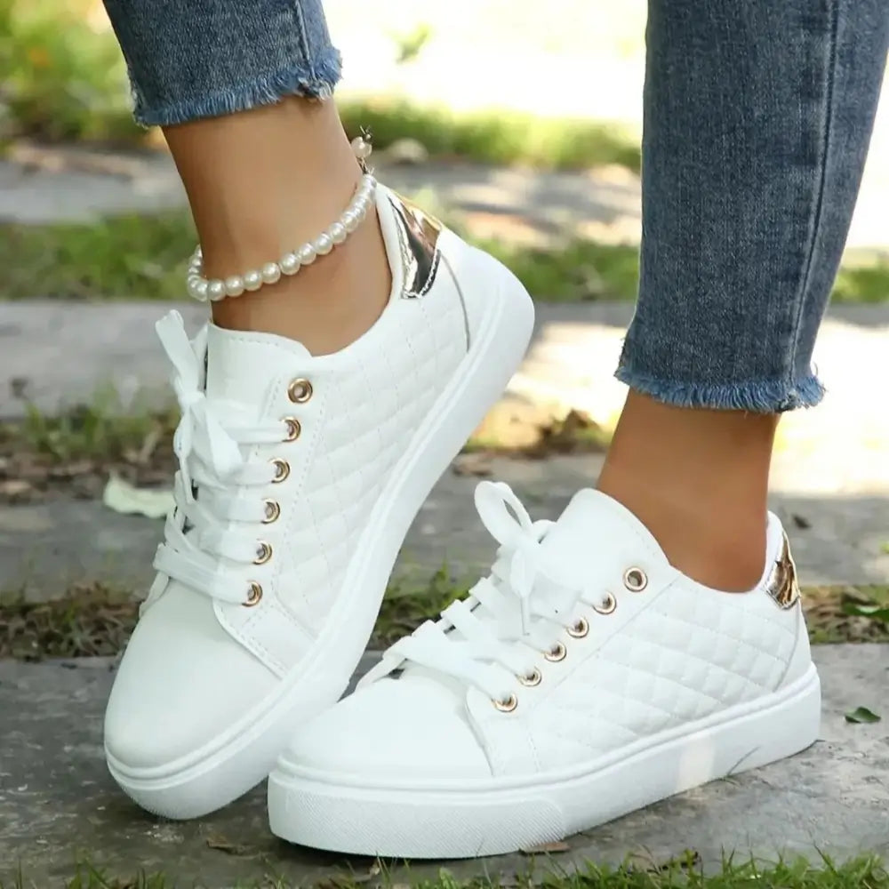 Comfort White Quilted Sneakers