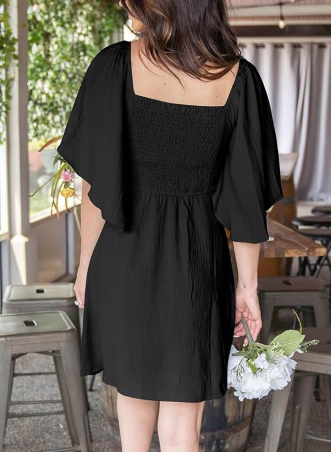 V-Neck Bow Tie Mini Dress
