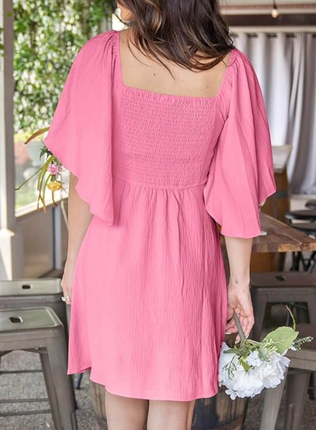 V-Neck Bow Tie Mini Dress