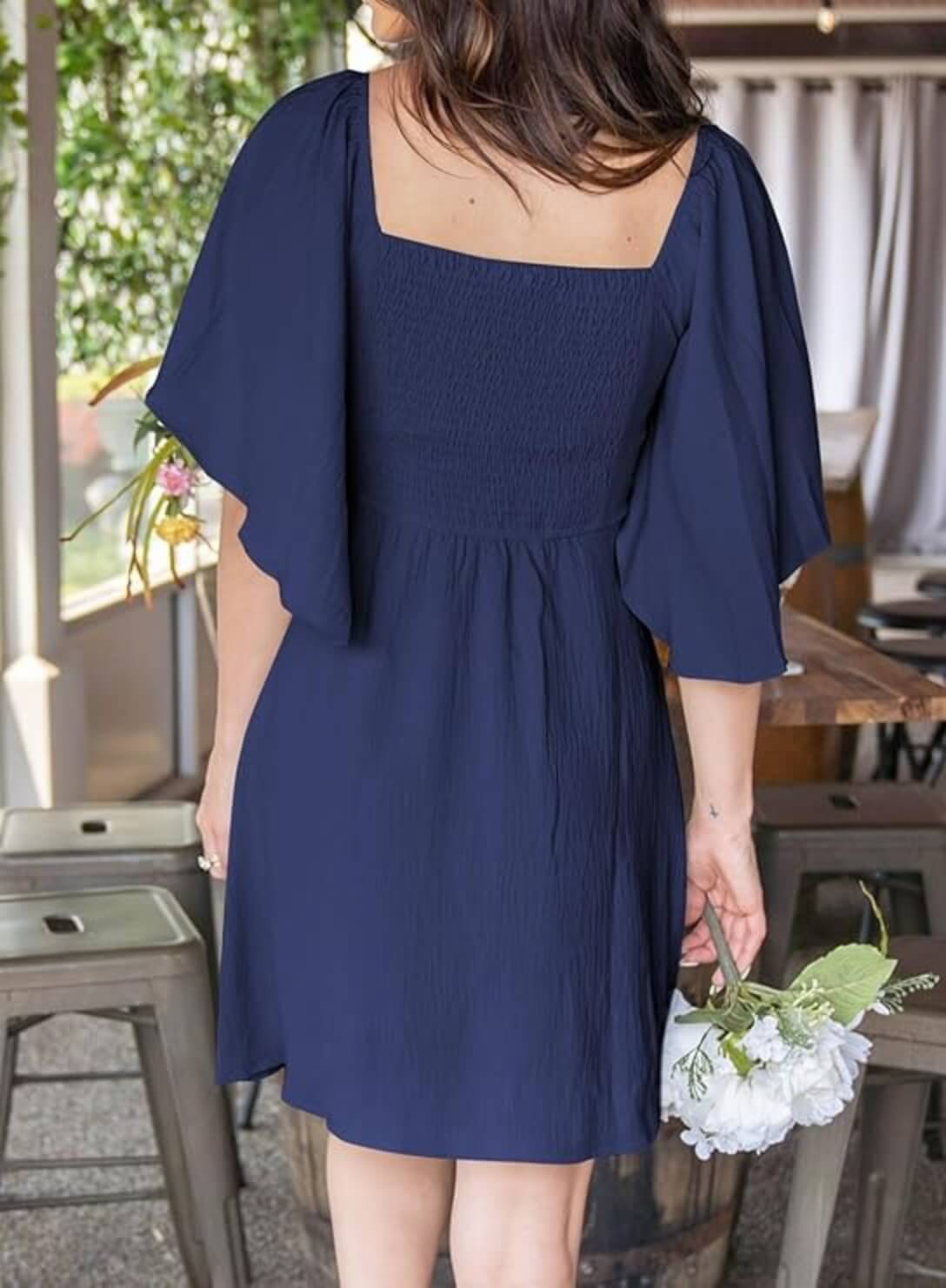 V-Neck Bow Tie Mini Dress