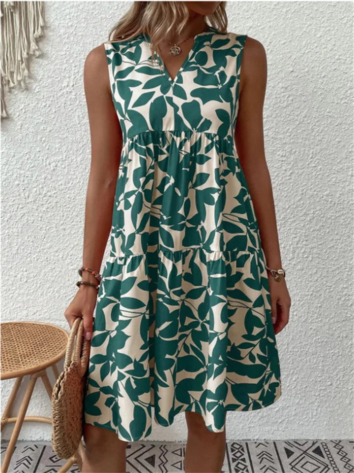 Leaf Print Midi Dress