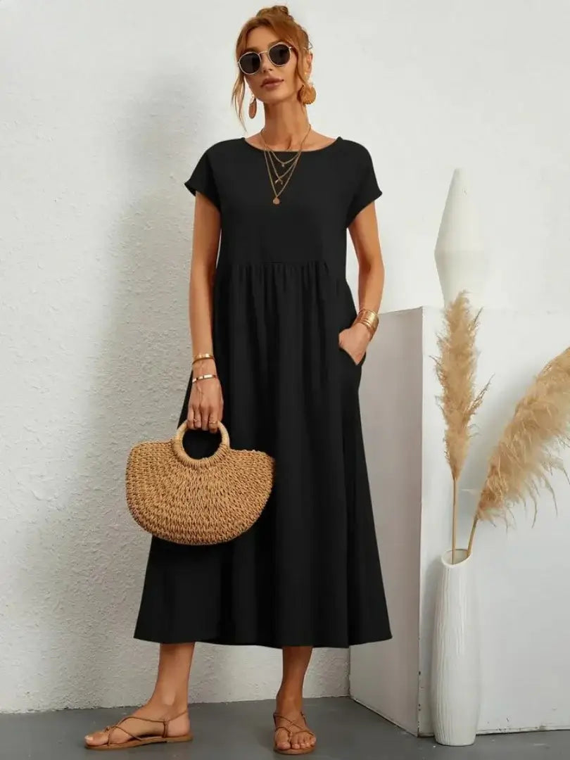 Relaxed Midi Dress with Pockets