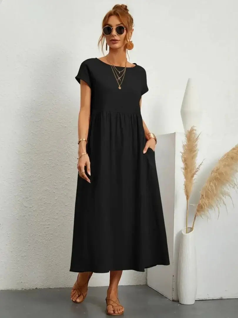 Relaxed Midi Dress with Pockets