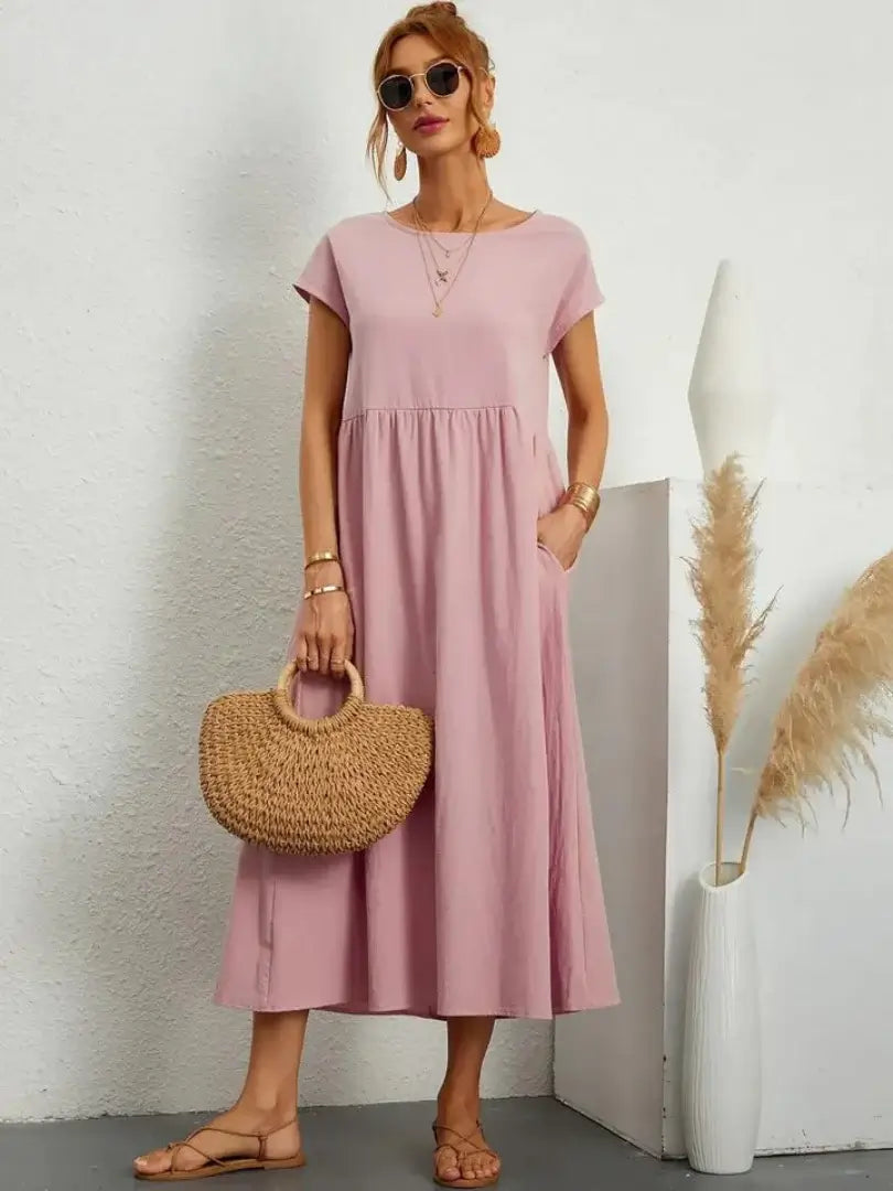 Relaxed Midi Dress with Pockets