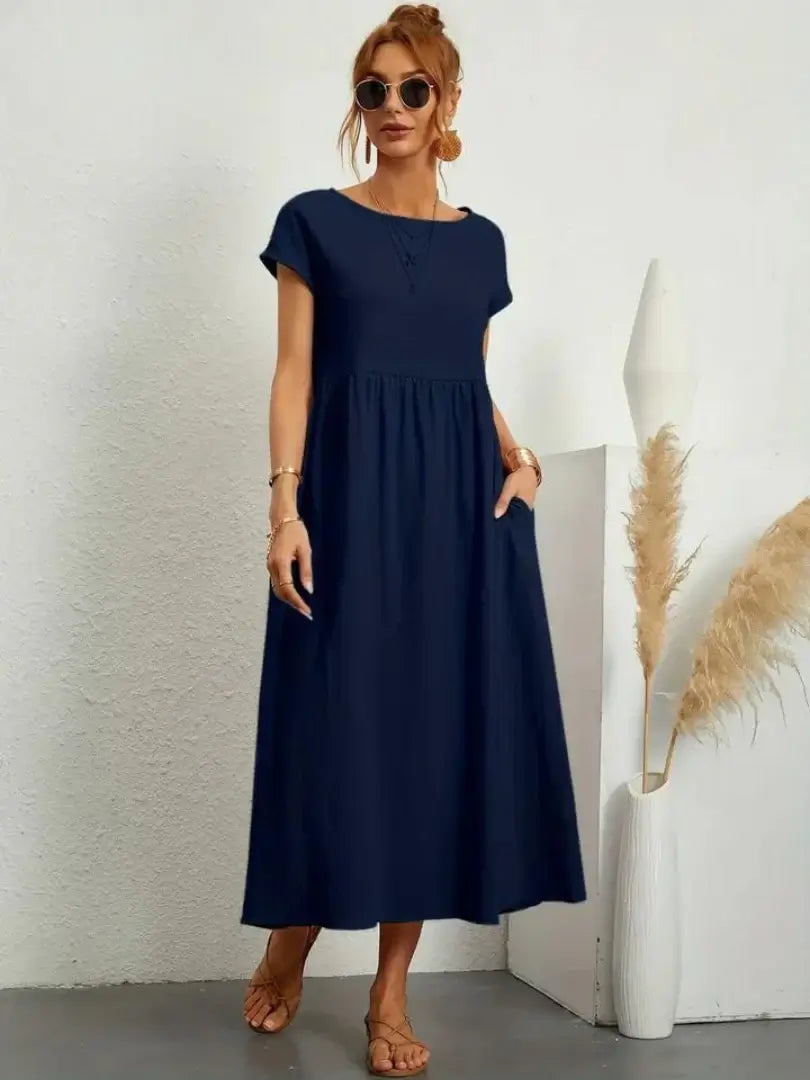 Relaxed Midi Dress with Pockets